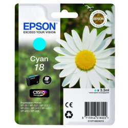 Epson Original C13T18024012 T1802 Tintenpatrone cyan 180 Seiten, 3 ml