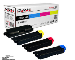 Sparset 4 x kompatibler Toner für Kyocera TK 590 schwarz, cyan, magenta, gelb