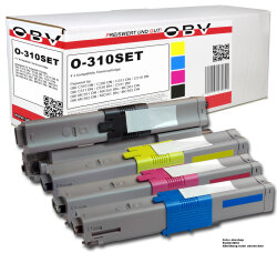 Sparset 4 x kompatibler Toner für OKI C310 C330 C510 MC351 schwarz, cyan, magenta, gelb