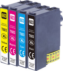 Multipack 4x kompatible Druckerpatrone als Ersatz f&uuml;r Epson 603XL / 603 - schwarz cyan magenta gelb
