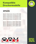 Kompatibel 5x OBV Druckerpatrone ersetzt Epson 502 502XL für Expression Home XP-5100 XP-5105 XP-5115 XP-5150 XP-5155 WorkForce WF-2860DWF WF-2865DWF WF-2880DWF WF-2885DWF - schwarz,cyan,magenta,gelb