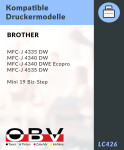 Kompatibel 1x OBV Druckerpatrone ersetzt Brother LC426XLY LC-426XLY gelb für MFC-J4340DW MFC-J4540DW MFC-J4540DWXL MFC-J4335DW MFC-J4340DWE