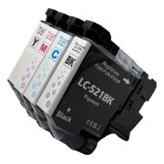 4er Sparset Druckerpatronen kompatibel für Brother LC-521 – DCP-J1260W / DCP-J1310DW (Schwarz, Cyan, Magenta, Gelb), je ca. 500 Seiten