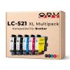 5er Sparset Druckerpatronen kompatibel für Brother LC-521 – DCP-J1260w DCP-J1310dw DCP-J1360dw DCP-J1460dw (2x Schwarz, 1x Cyan, Magenta, Gelb)
