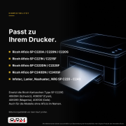 Toner kompatibel für Ricoh 406094 Schwarz – Aficio SP C220 / SP C221 / SP C222 / SP C240 (Type SP C220E), ca. 2.000 Seiten